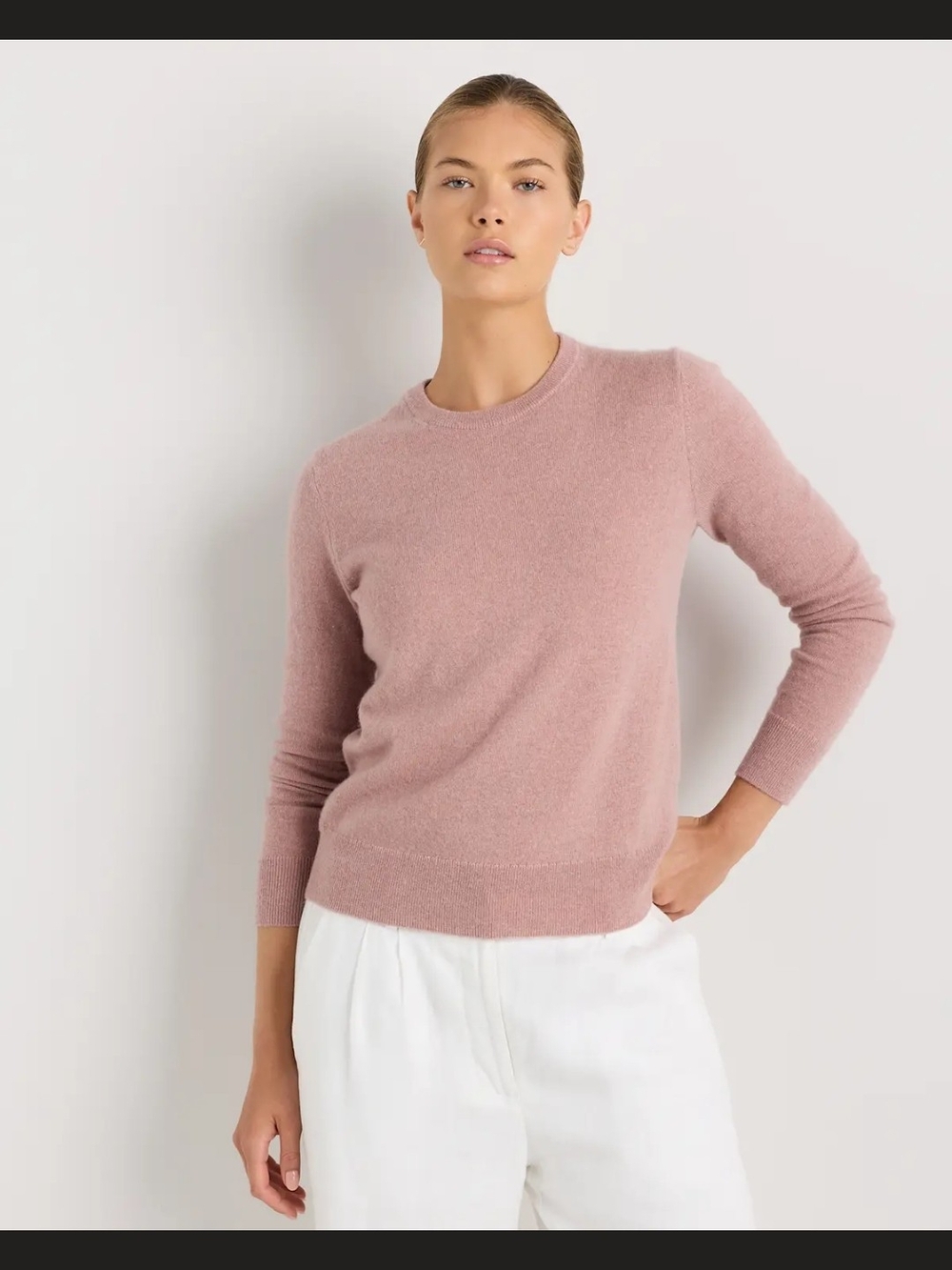 NWT Quince Mongolian Cashmere Crewneck Sweater Heather Vintage Pink(S)